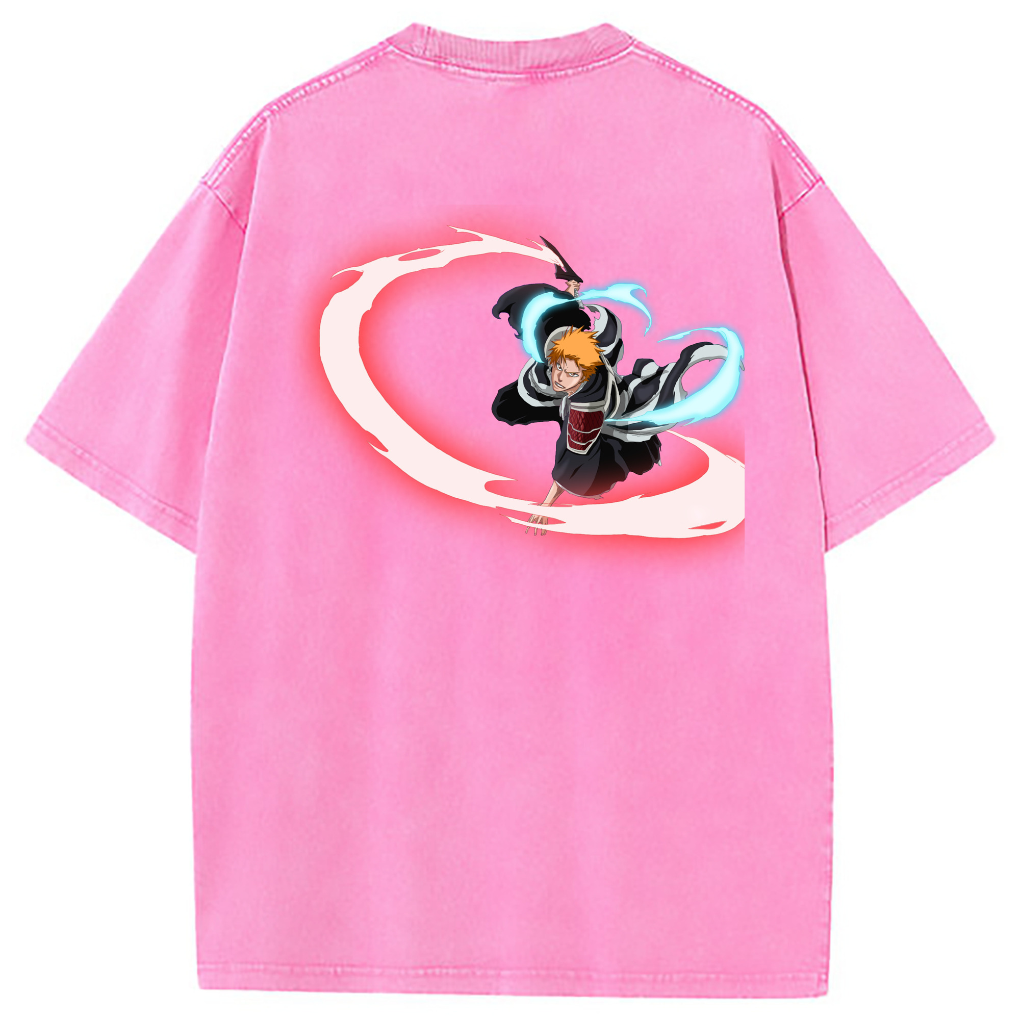 （画像用） ブリーチ 黒崎一護（くろさき いちご）BLEACH Kurosaki Ichigo 綿100% ヴィンテージ風 半袖Tシャツ（背面プリント）